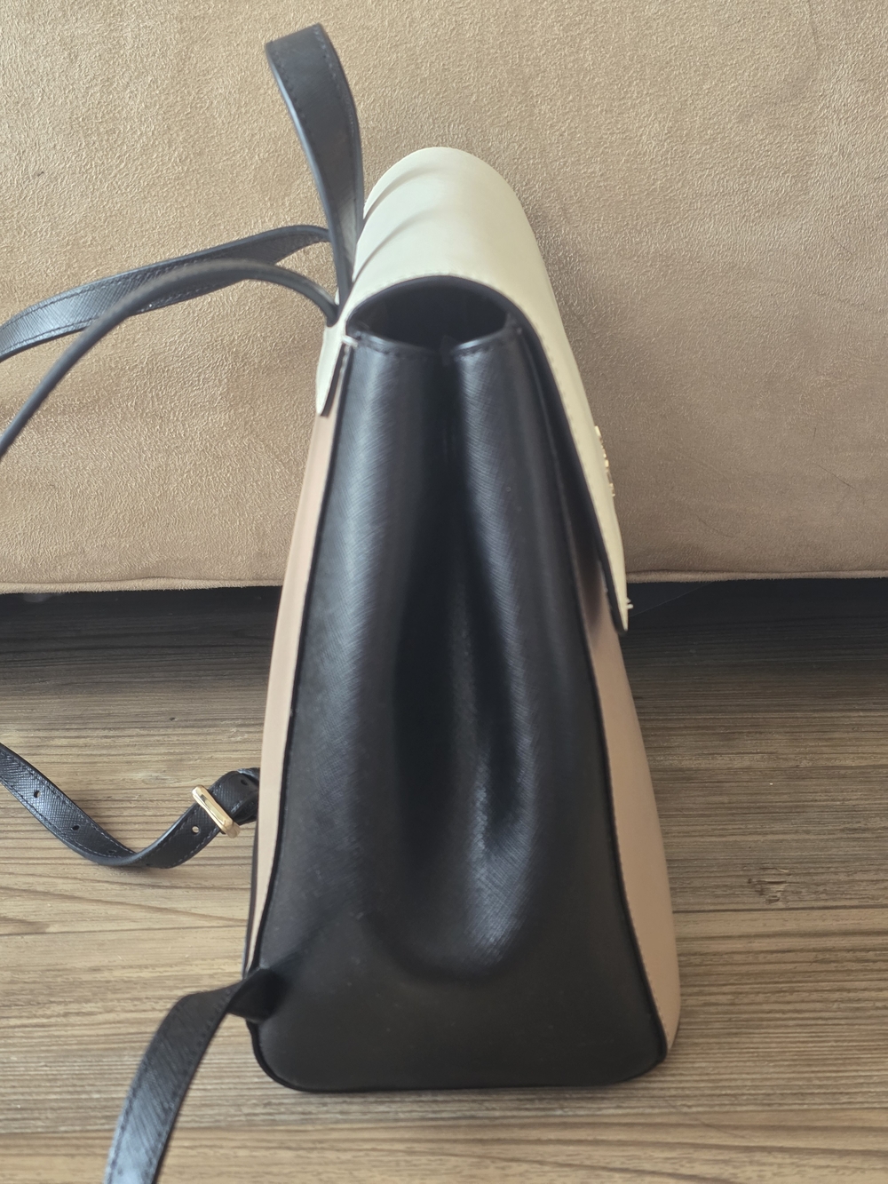 Kate Spade Two-Tone Cream & Taupe Leather Backpack - Picture 4 of 9